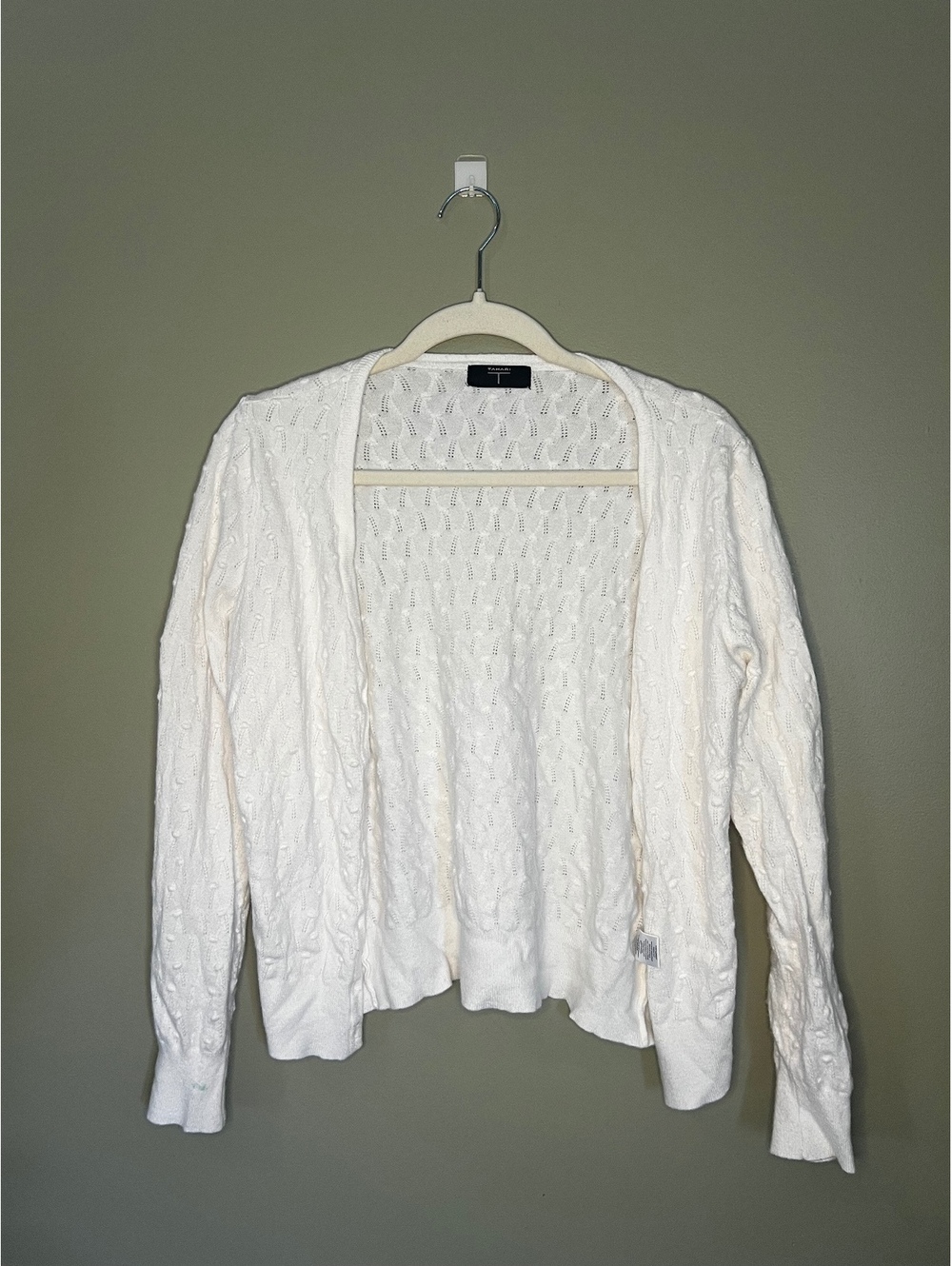 Tahari Ivory White Swedish Dot Button Down Sweater Cardigan